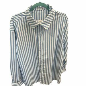 Striped Blue & White Women's Button-Up Blouse